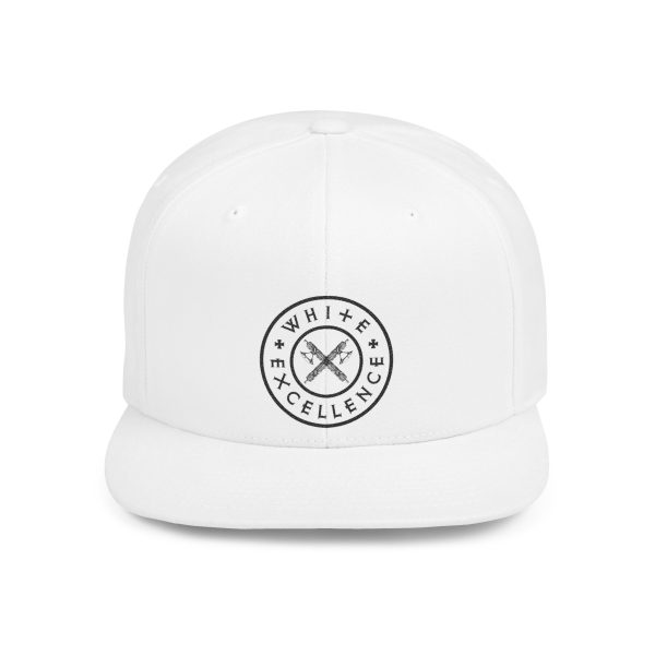 Flat Bill Snapback | White Excellence Logo in Black
