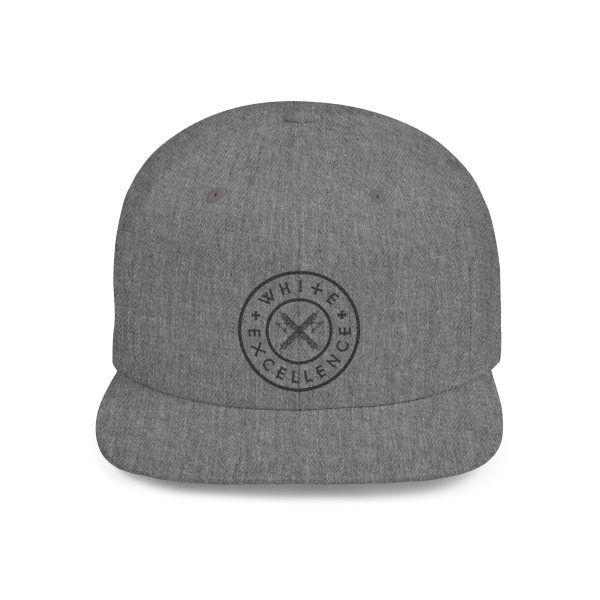 Flat Bill Snapback | White Excellence Logo in Black - Image 4