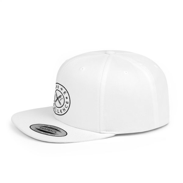 Flat Bill Snapback | White Excellence Logo in Black - Image 3