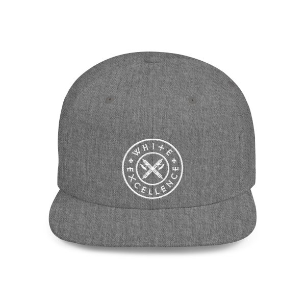 Flat Bill Snapback | White Excellence Logo in White - Image 4
