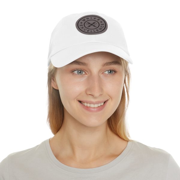 Dad Hat with Leather Patch | White Excellence Logo - Image 8