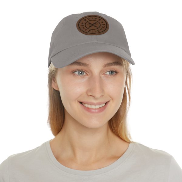 Dad Hat with Leather Patch | White Excellence Logo - Image 24