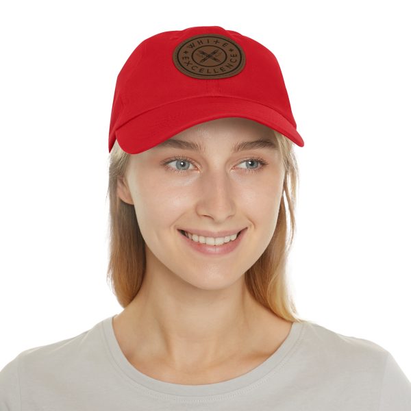 Dad Hat with Leather Patch | White Excellence Logo - Image 12