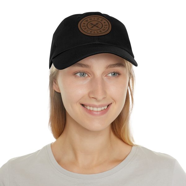 Dad Hat with Leather Patch | White Excellence Logo - Image 4