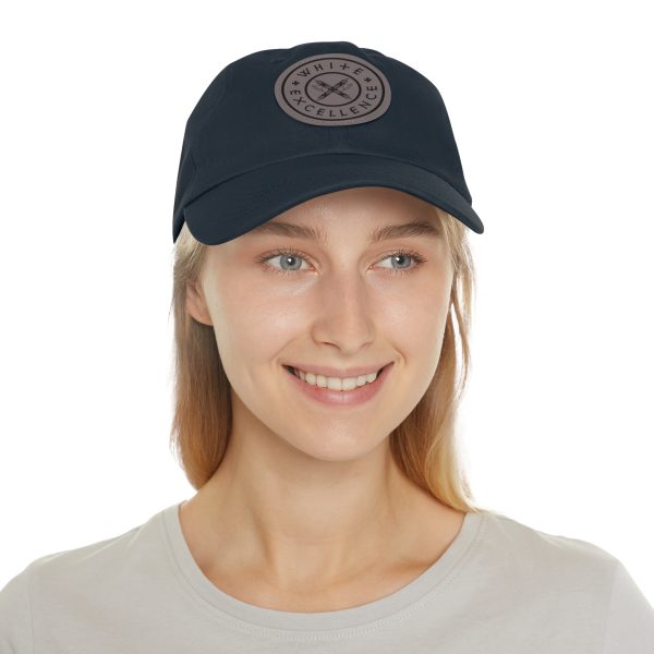 Dad Hat with Leather Patch | White Excellence Logo - Image 16